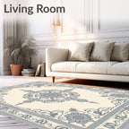 Antique Blue Ornate Floral Scroll Rug