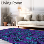 Regal Purple Teal Damask Floral Rug