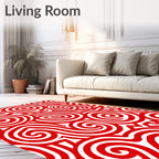 Crimson Swirl Abstract Lines Rug