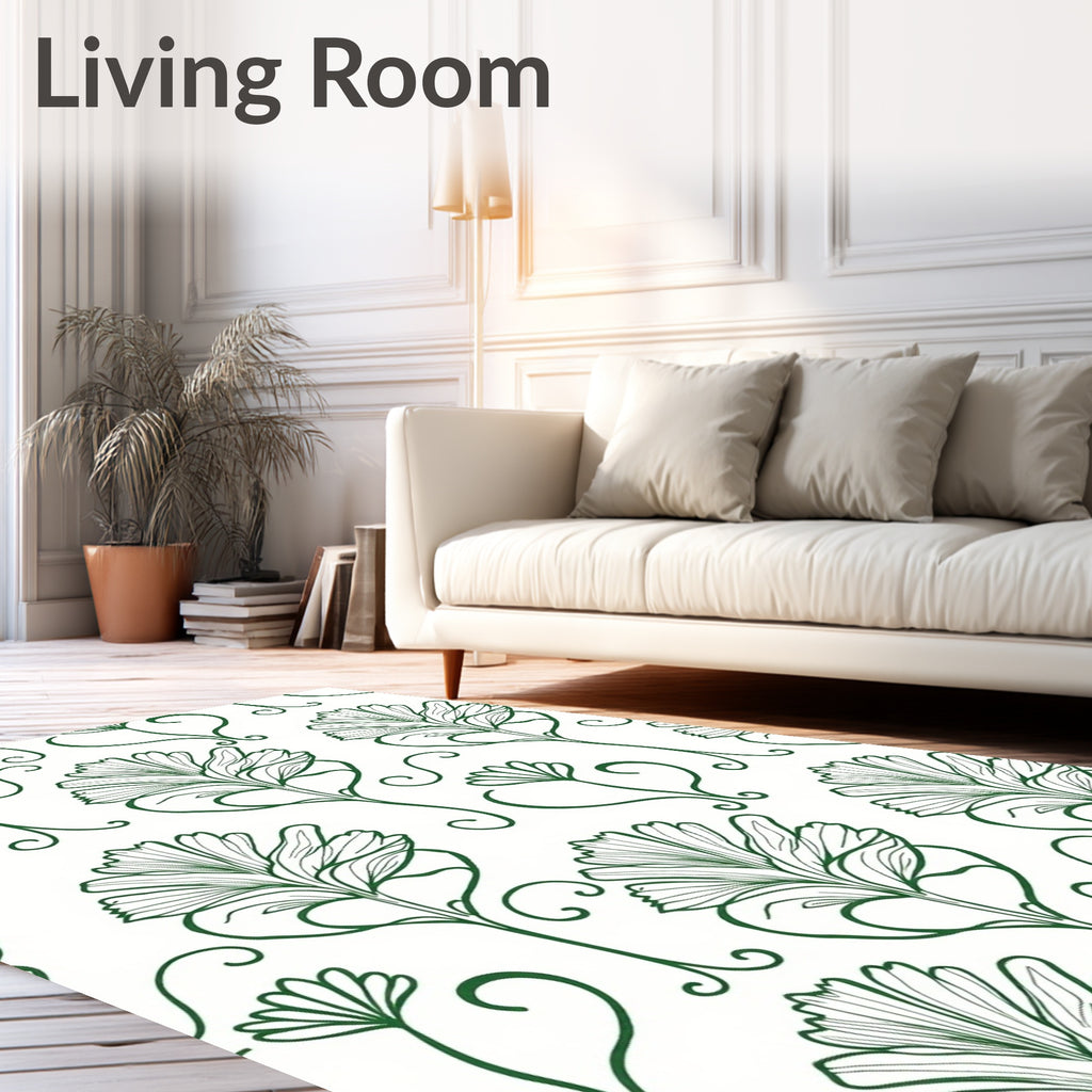 Vintage Green Art Nouveau Floral Rug