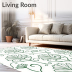 Vintage Green Art Nouveau Floral Rug