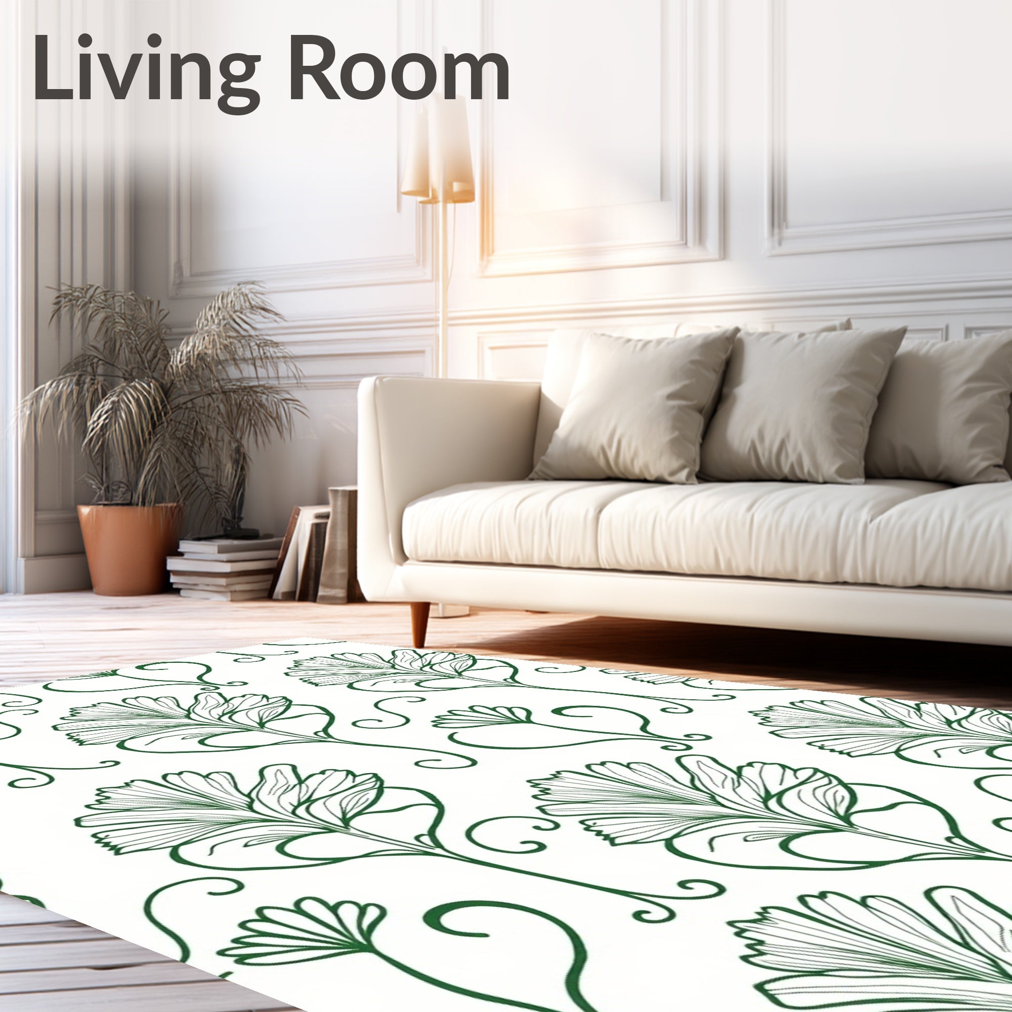 Vintage Green Art Nouveau Floral Rug