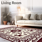 Crimson Deer Forest Square Rug