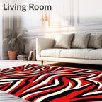 Crimson Cream Black Zebra StripesRug Rug