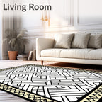 Bold Black Geometric Maze Rug