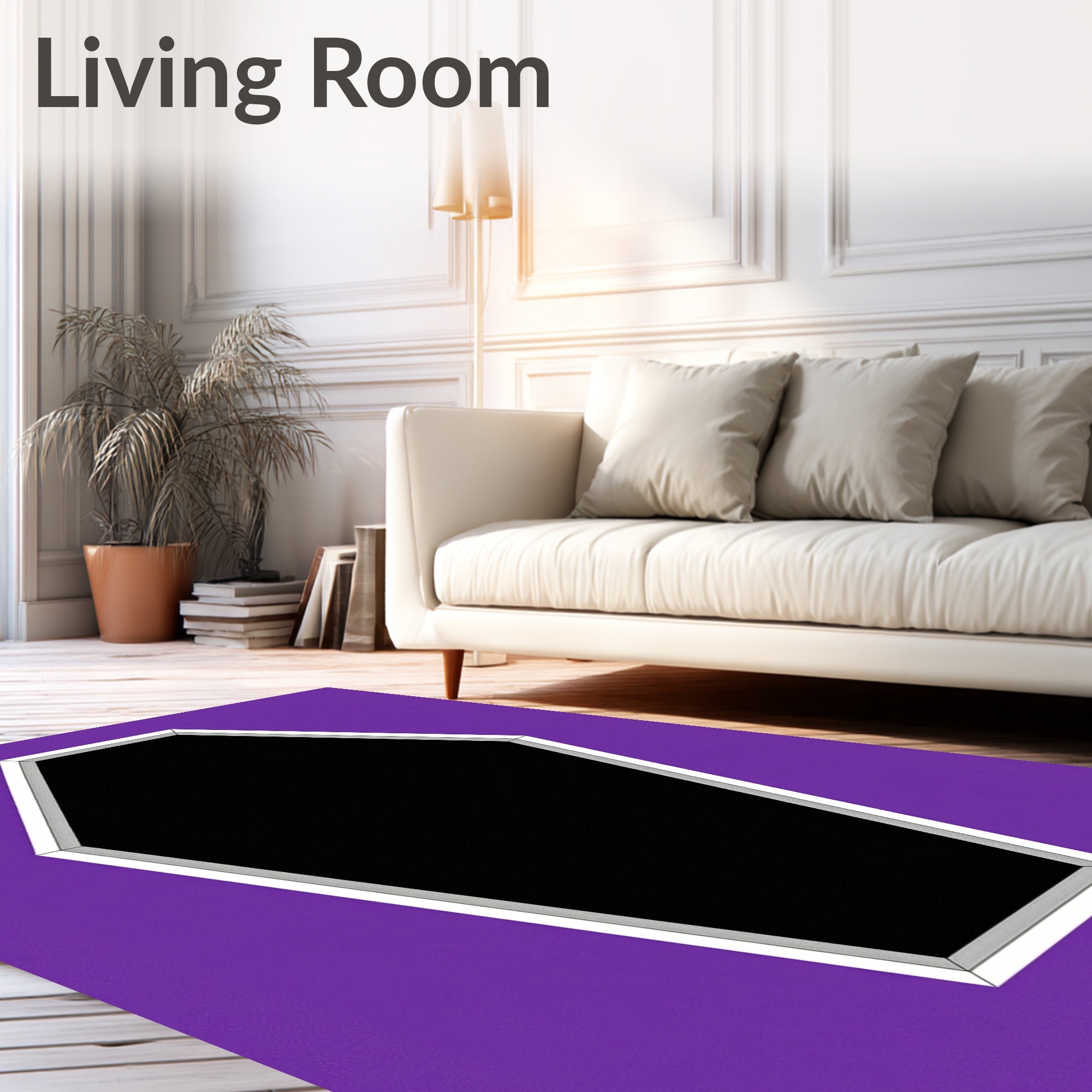 Purple Black Coffin Geometric Statement Rug