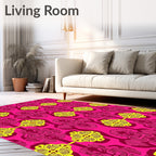 Vibrant Pink Yellow Abstract Medallion Rug