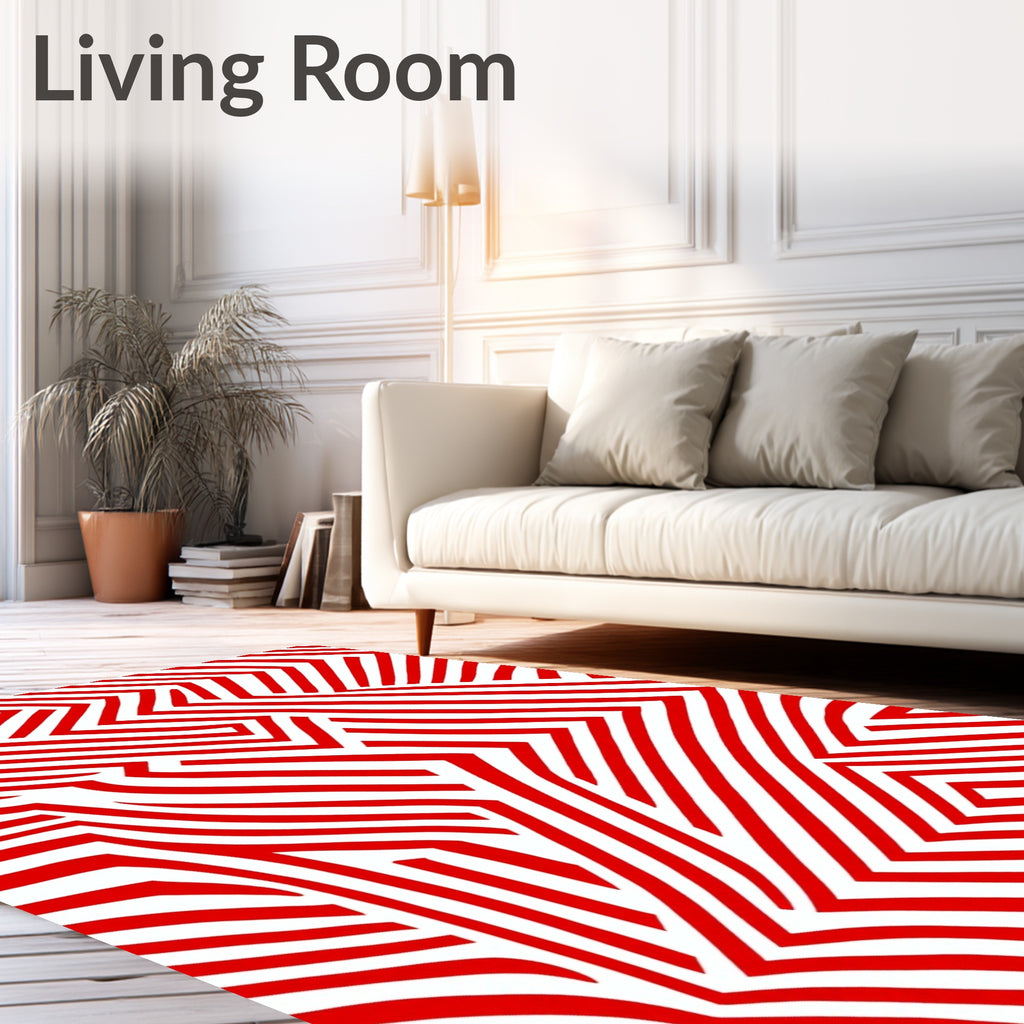 Crimson Angular Jagged Lines Rug