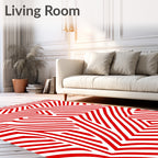 Crimson Angular Jagged Lines Rug