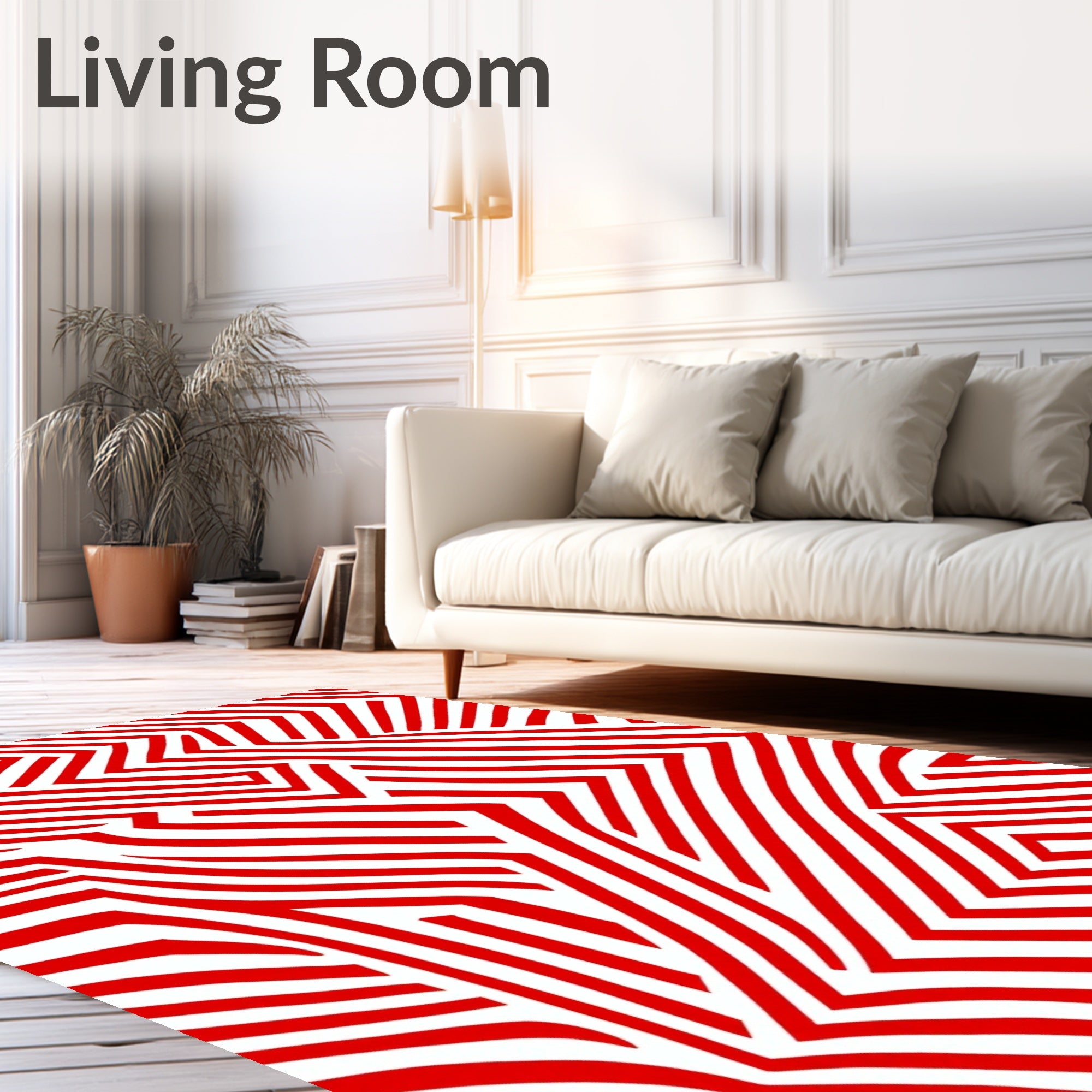 Crimson Angular Jagged Lines Rug