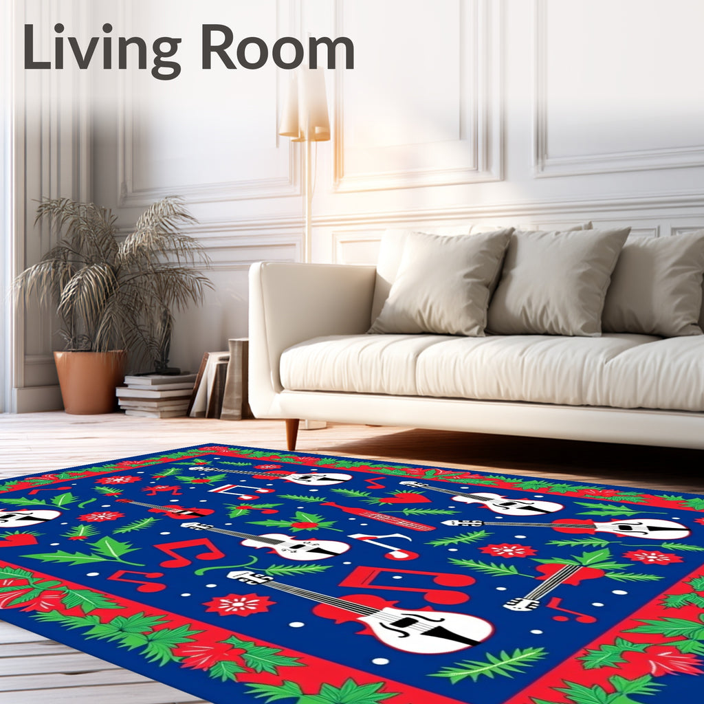 Red Green Folk Violin Accordion Rug