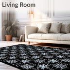 Black White Snowflake Garland Repeat Rug