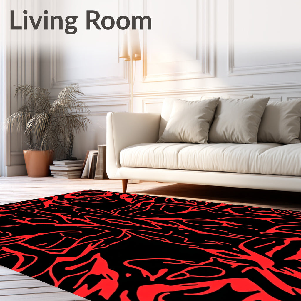 Bold Red Organic Intertwining Lines Rug