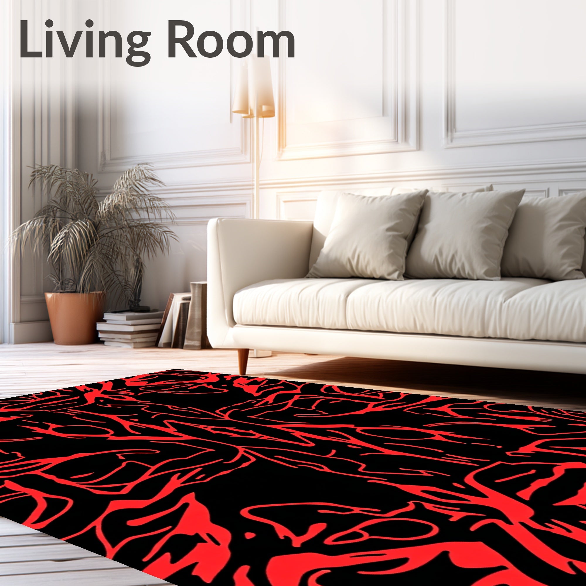 Bold Red Organic Intertwining Lines Rug