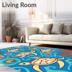 Underwater Sea Turtle Coral Scene Rug