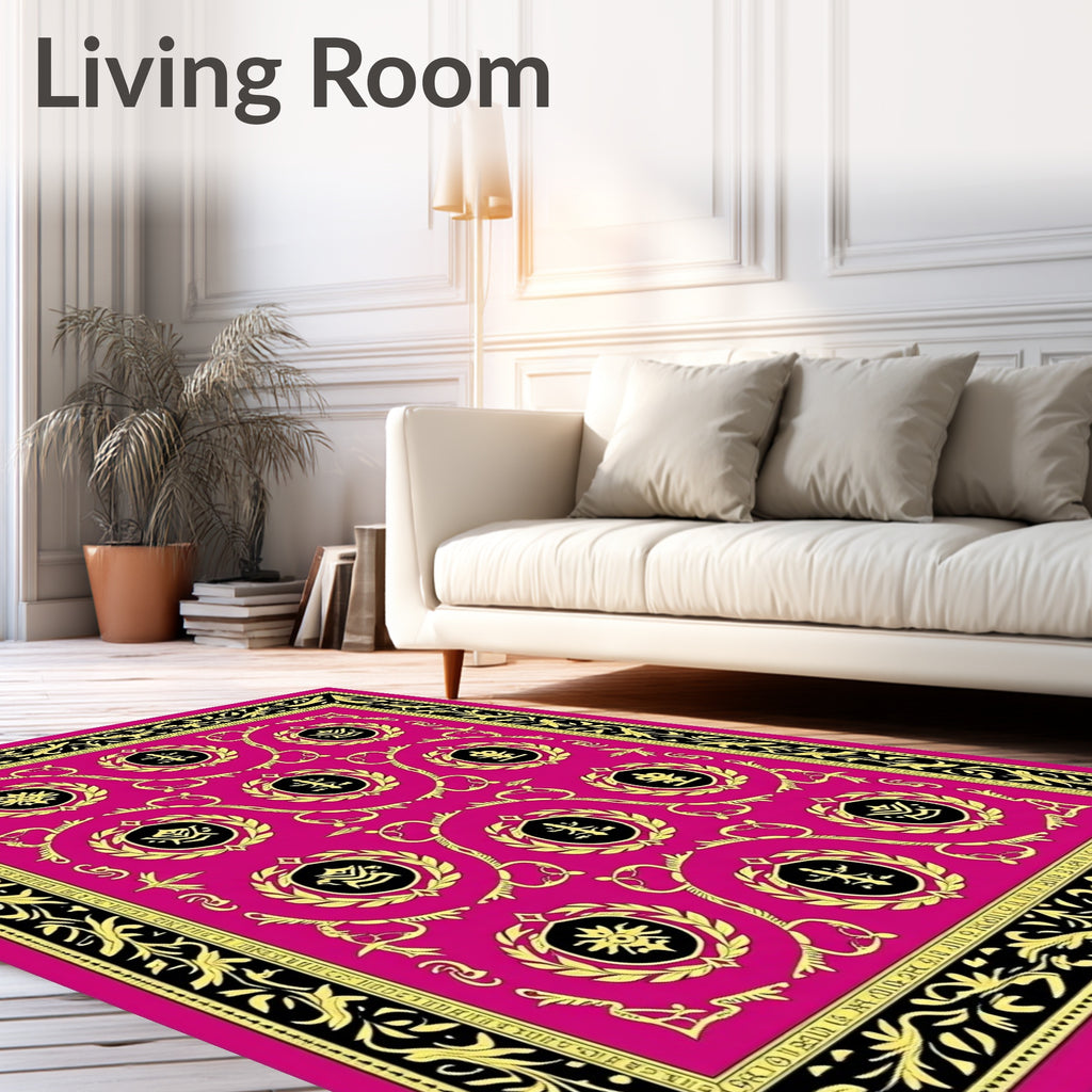 Vibrant Pink Laurel Medallion Rug