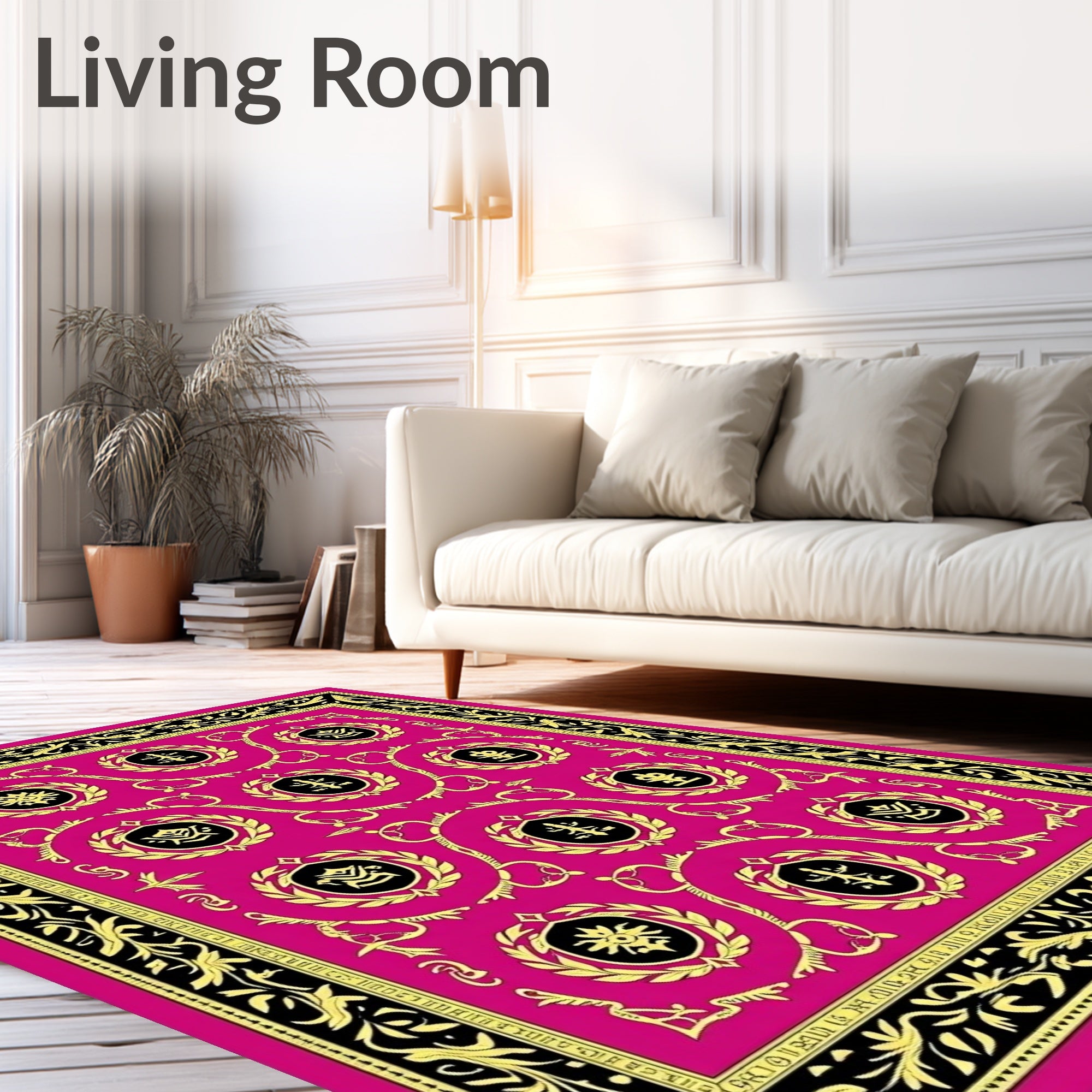 Vibrant Pink Laurel Medallion Rug