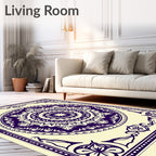 Deep Purple Mandala Medallion Cream Rug