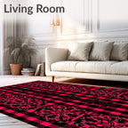 Red Black Buffalo Plaid Mandala Rug