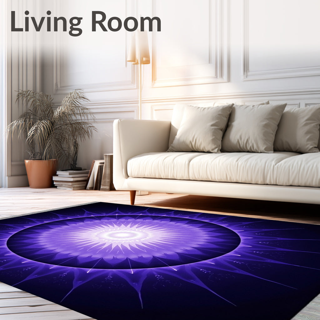Radiant Violet Sunburst Medallion Rug