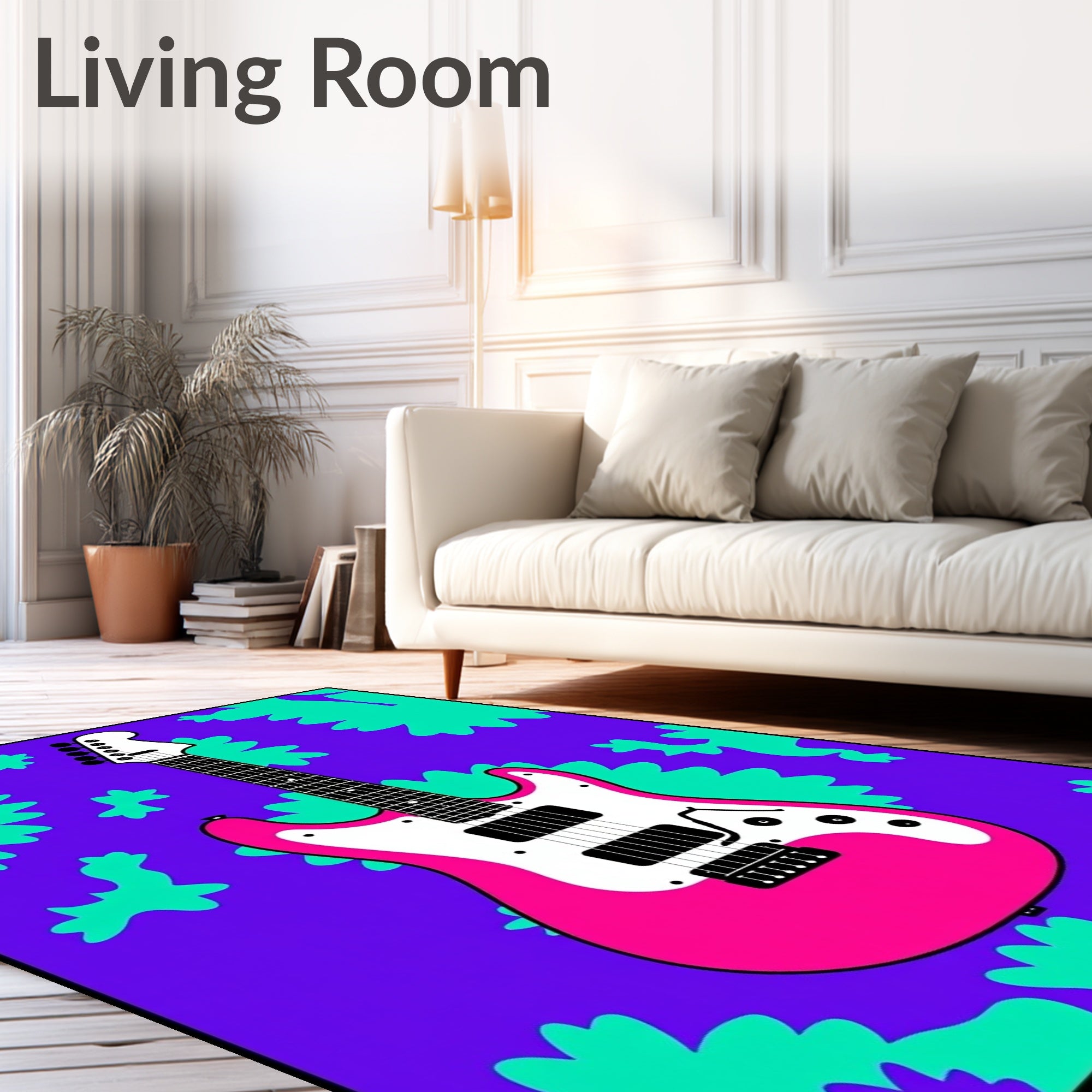 Electric Pink Guitar Psychedelic Bloom Rug