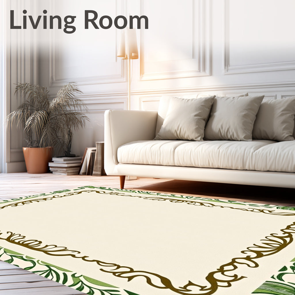 Gilded Brown Ivy Cream Border Rug