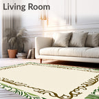 Gilded Brown Ivy Cream Border Rug