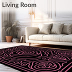 Pink Outline Rose Floral Frame Rug