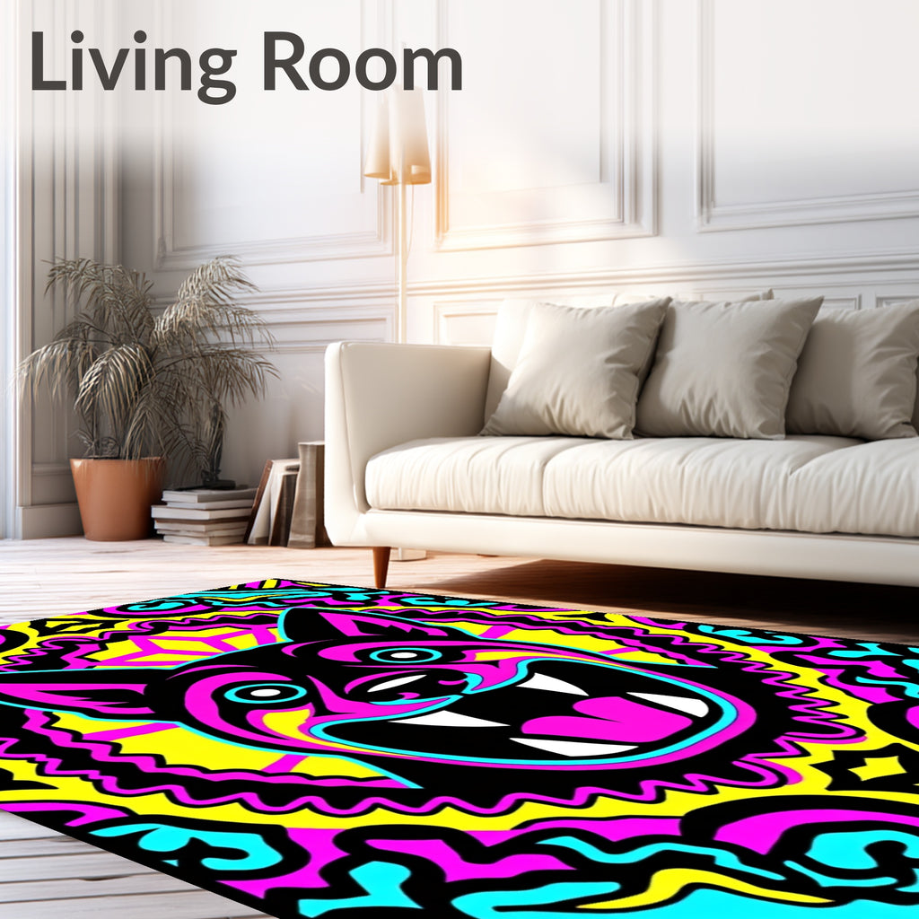 Psychedelic Fierce Dog Portrait Rug