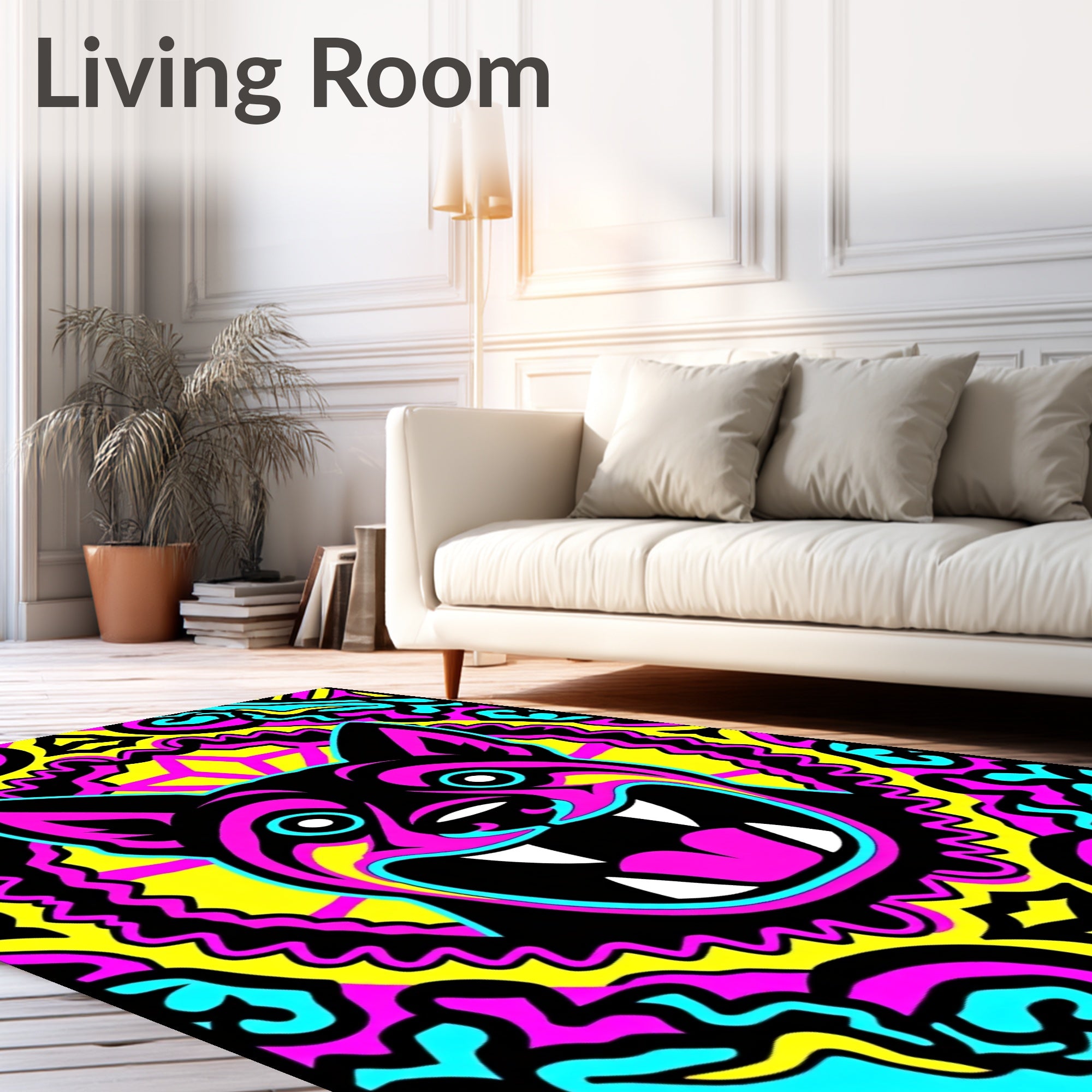 Psychedelic Fierce Dog Portrait Rug