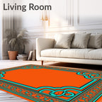 Orange Emerald Medallion Framed Rug