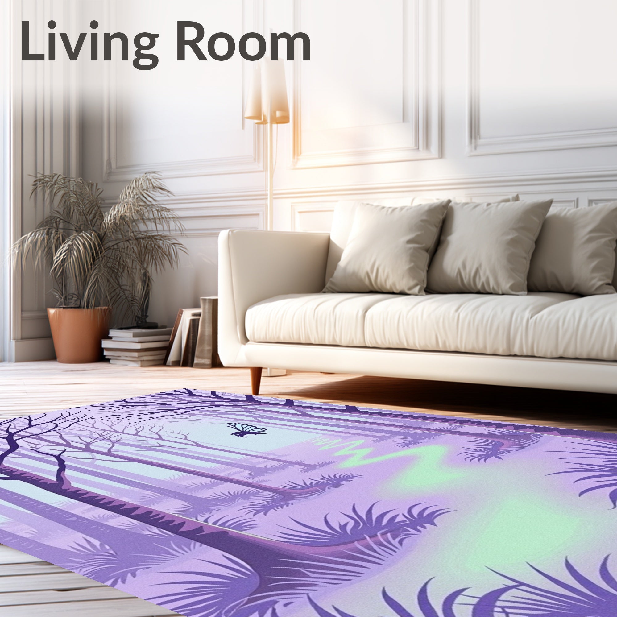 Whimsical Purple Forest Mythical Creature Rug