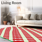 Red Green Striped Diagonal Gingham Rug