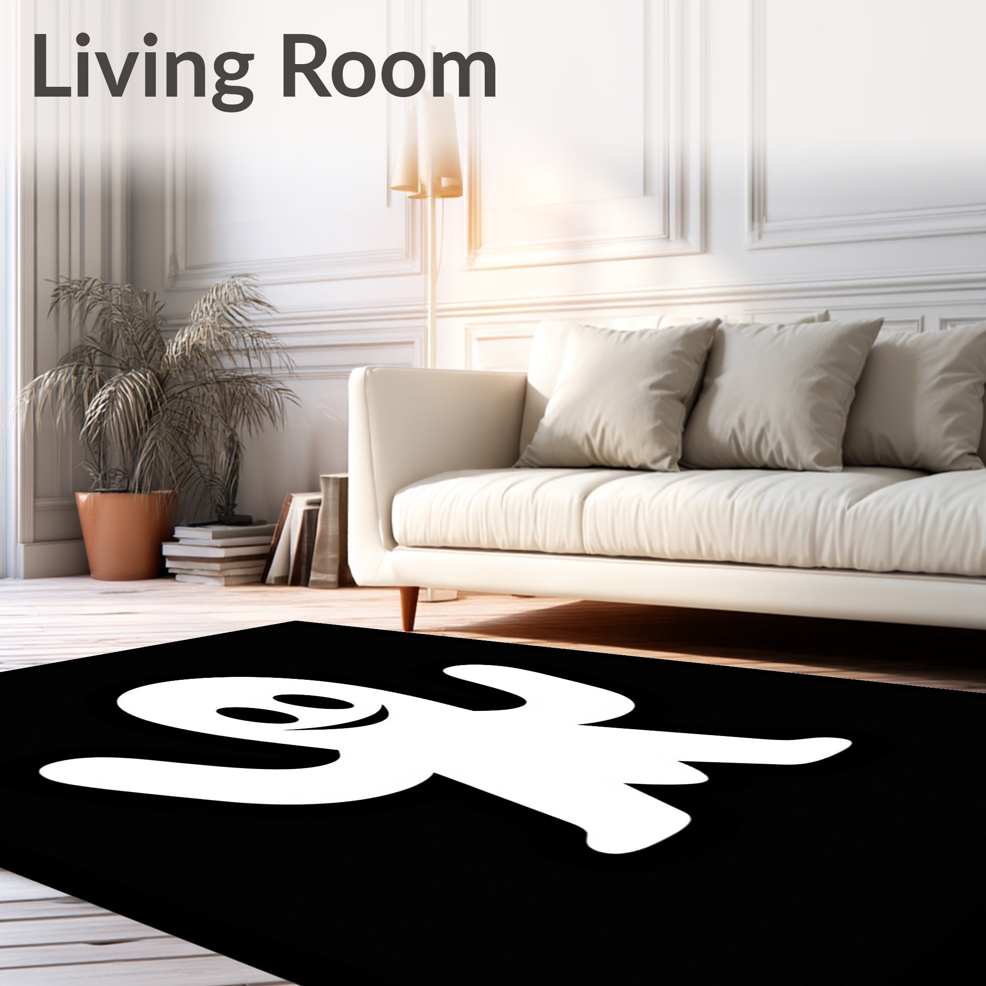 White Ghost Character Square Rug