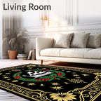 Nautical Black Gold Floral Ship Wreath Rug
