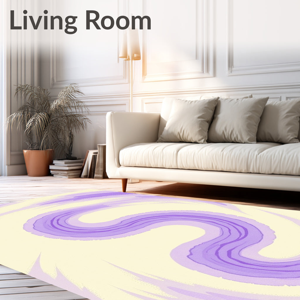 Pale Lavender Abstract Swirl Rug