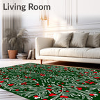 Emerald Green Berry Vine Symmetry Rug
