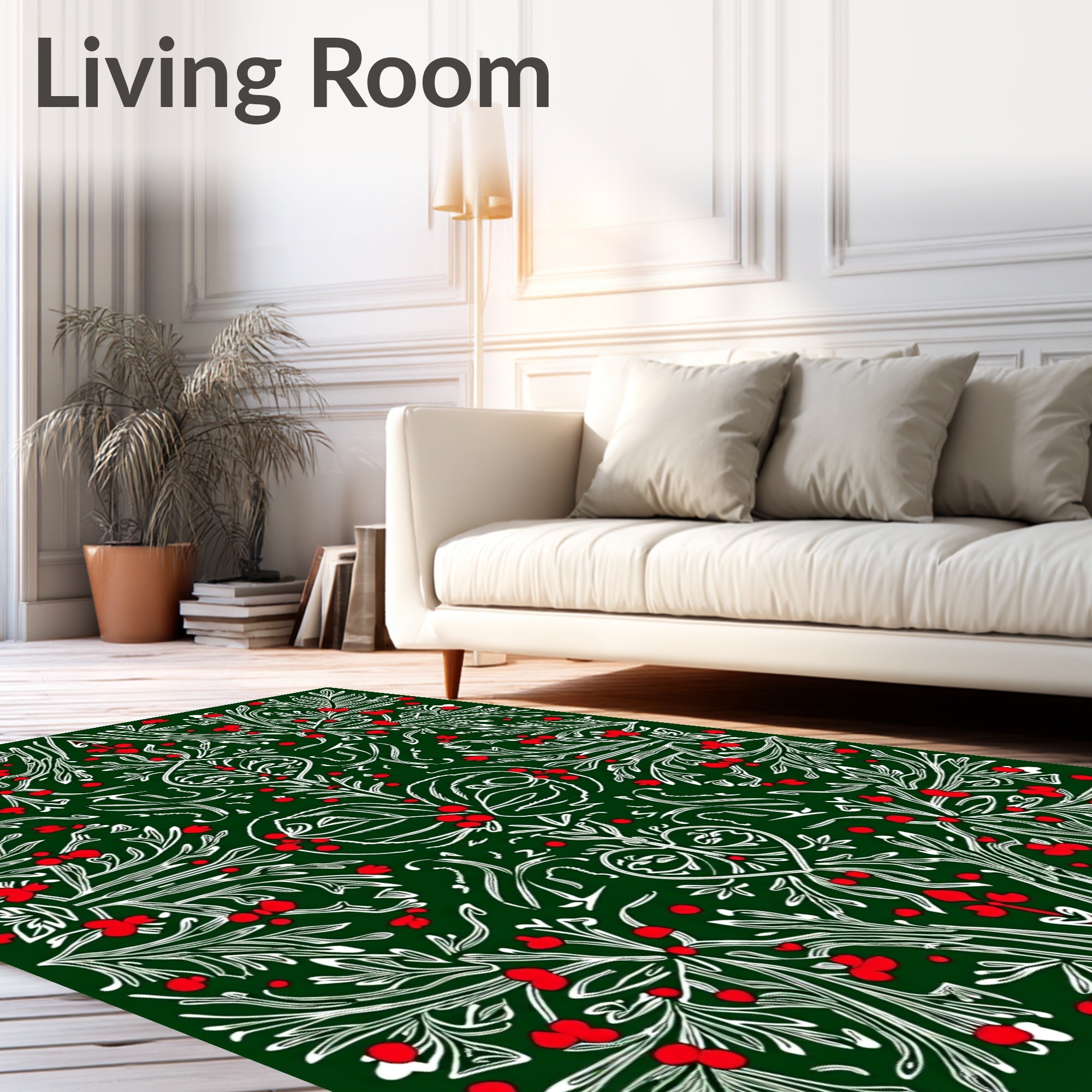 Emerald Green Berry Vine Symmetry Rug