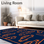 Orange Car Line Art Collection Dark Rug