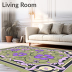 Purple Floral Butterflies Garden Border Rug