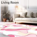 Playful Pink Abstract Organic Shapes Rug