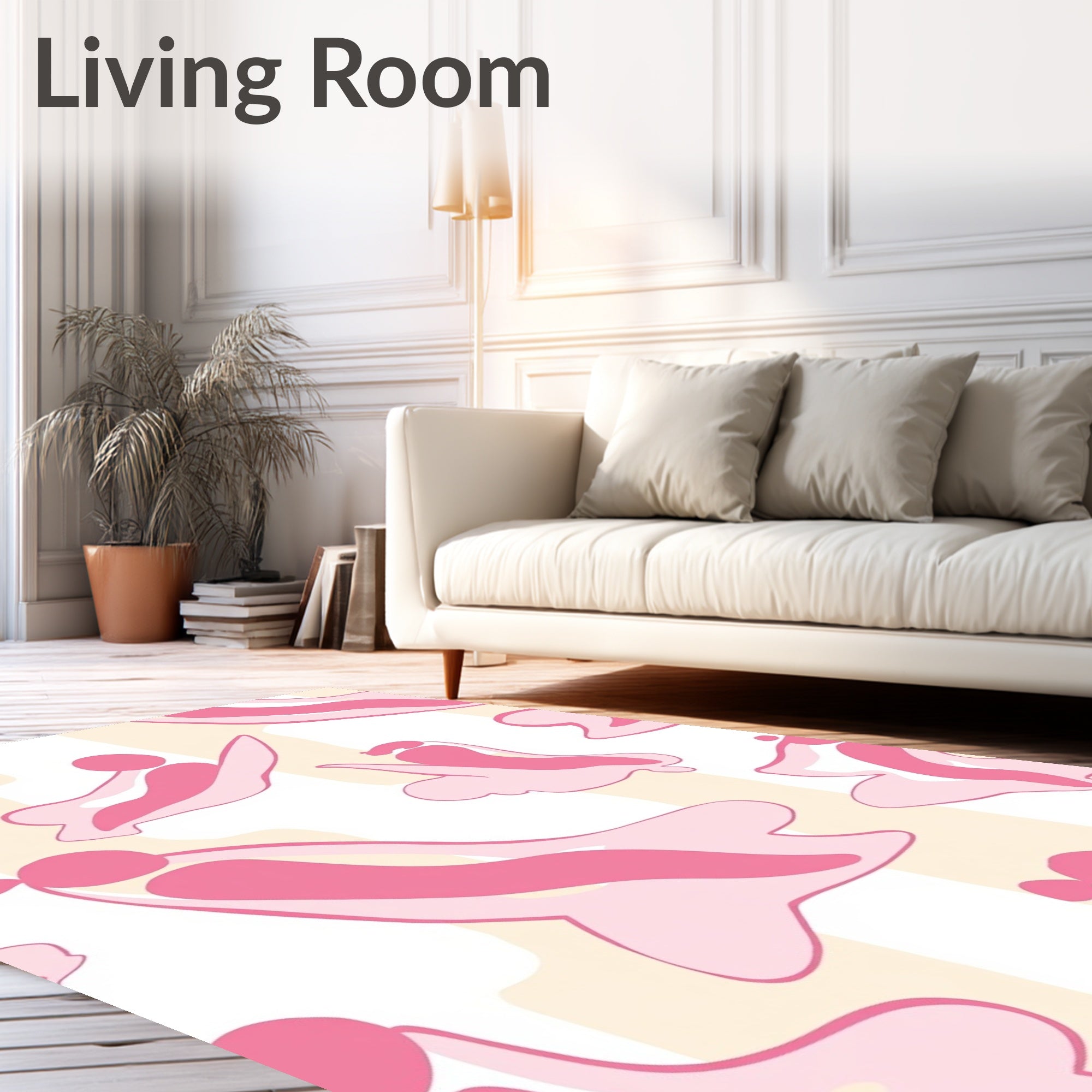 Playful Pink Abstract Organic Shapes Rug