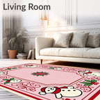 Pink Snowman And Holly Holiday Rug
