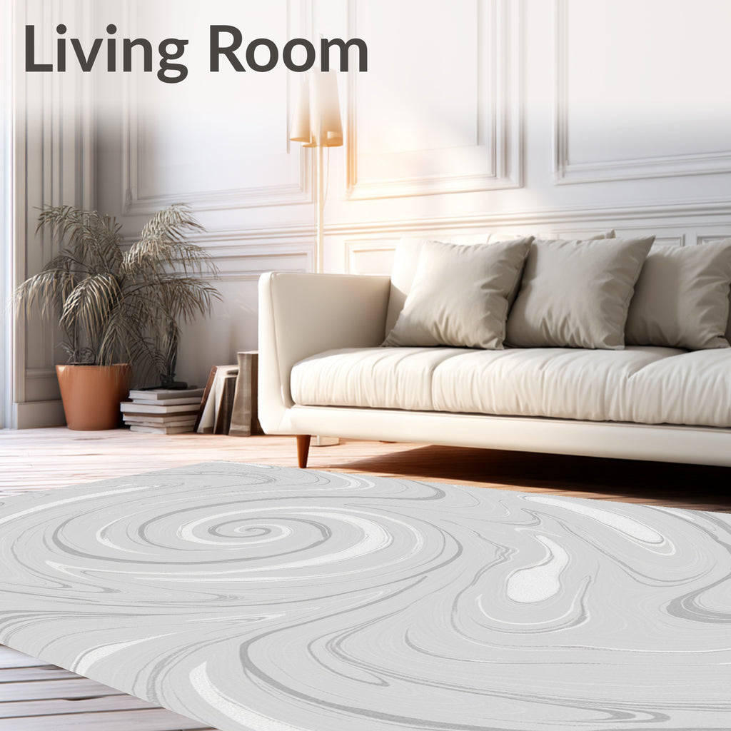 Gray Swirl Marble Texture Rug