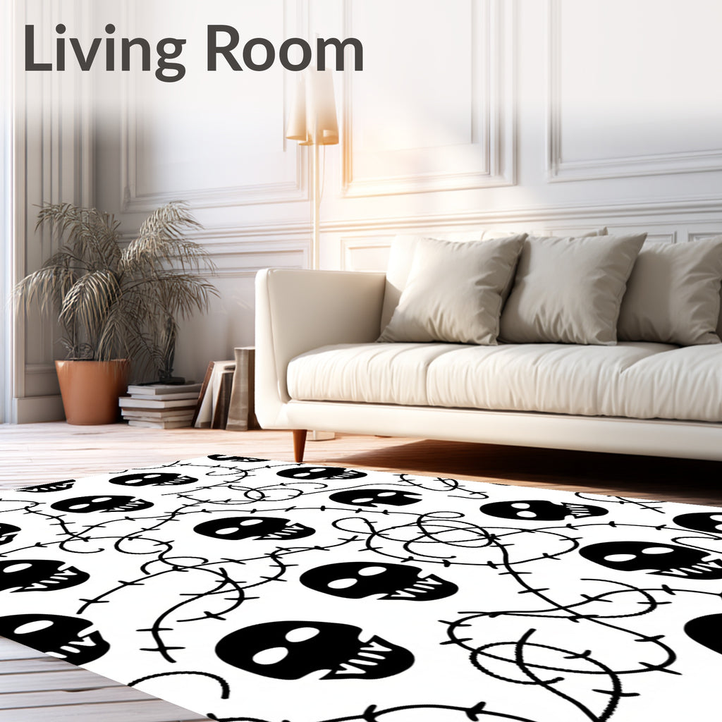 Monochromatic Skull Vine Repeat Rug