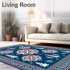 Winter Snowflake Forest Scene Rug