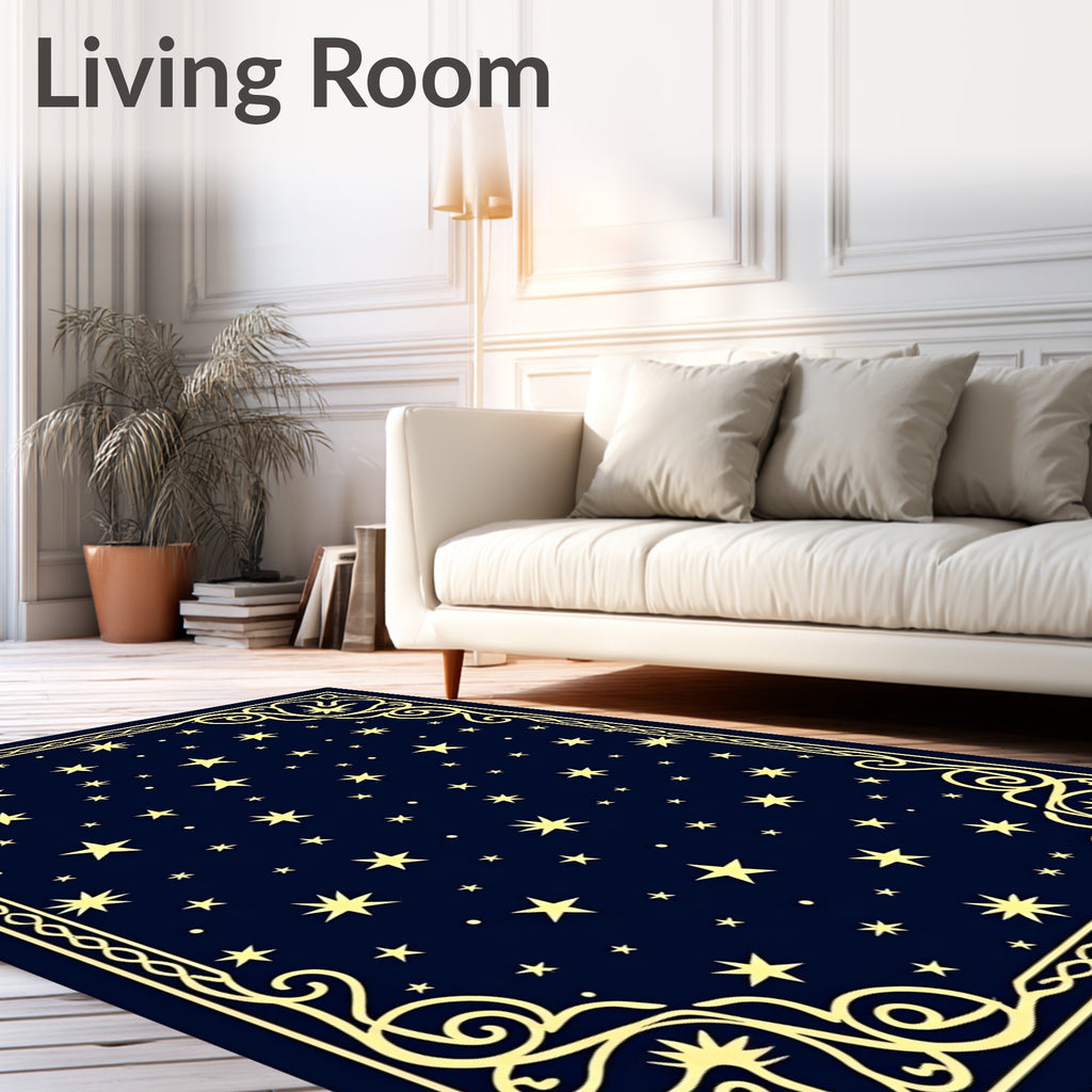 Cosmic Starry Night Celestial Border Rug