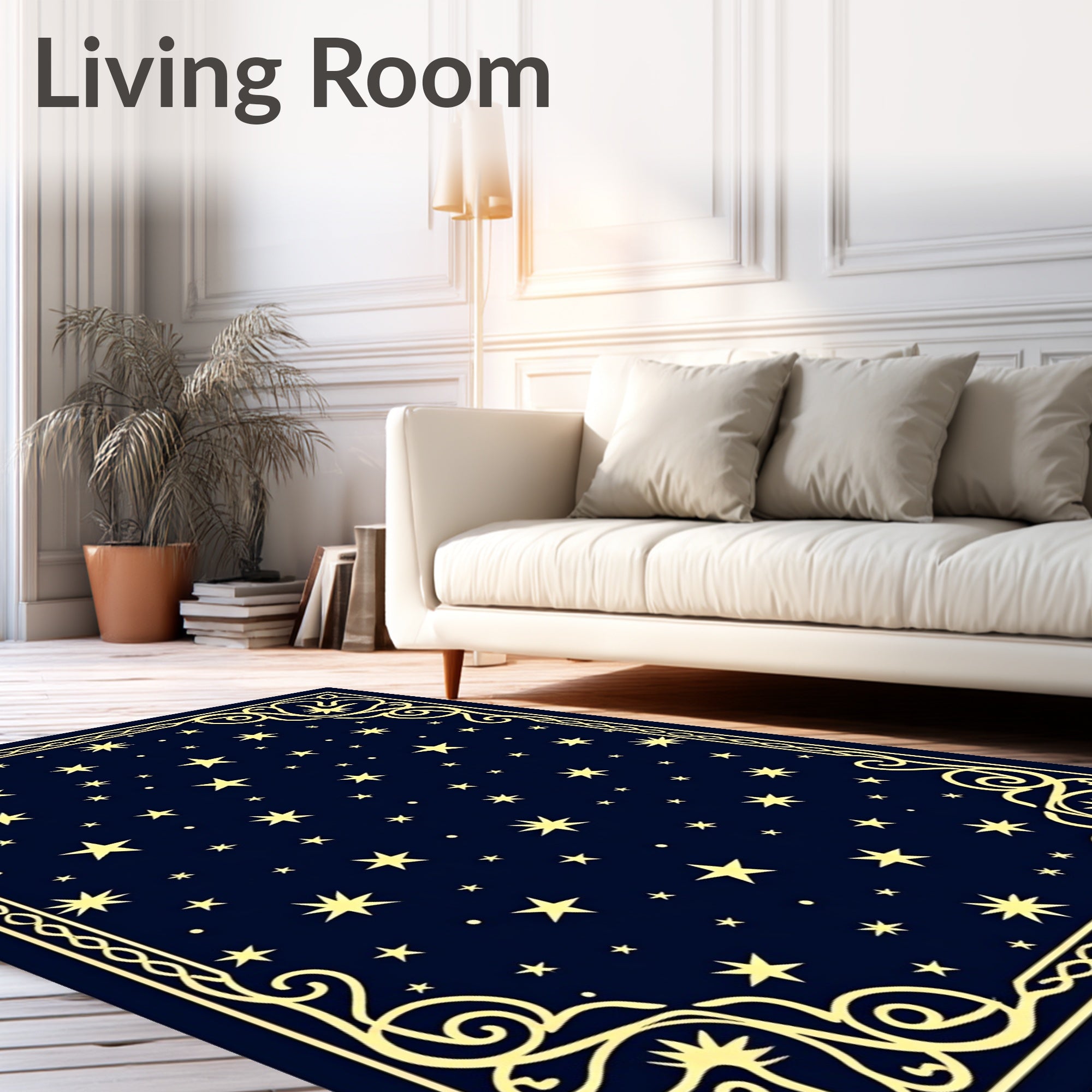 Cosmic Starry Night Celestial Border Rug