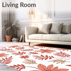 Coral Foliage With Yellow Accents Rug
