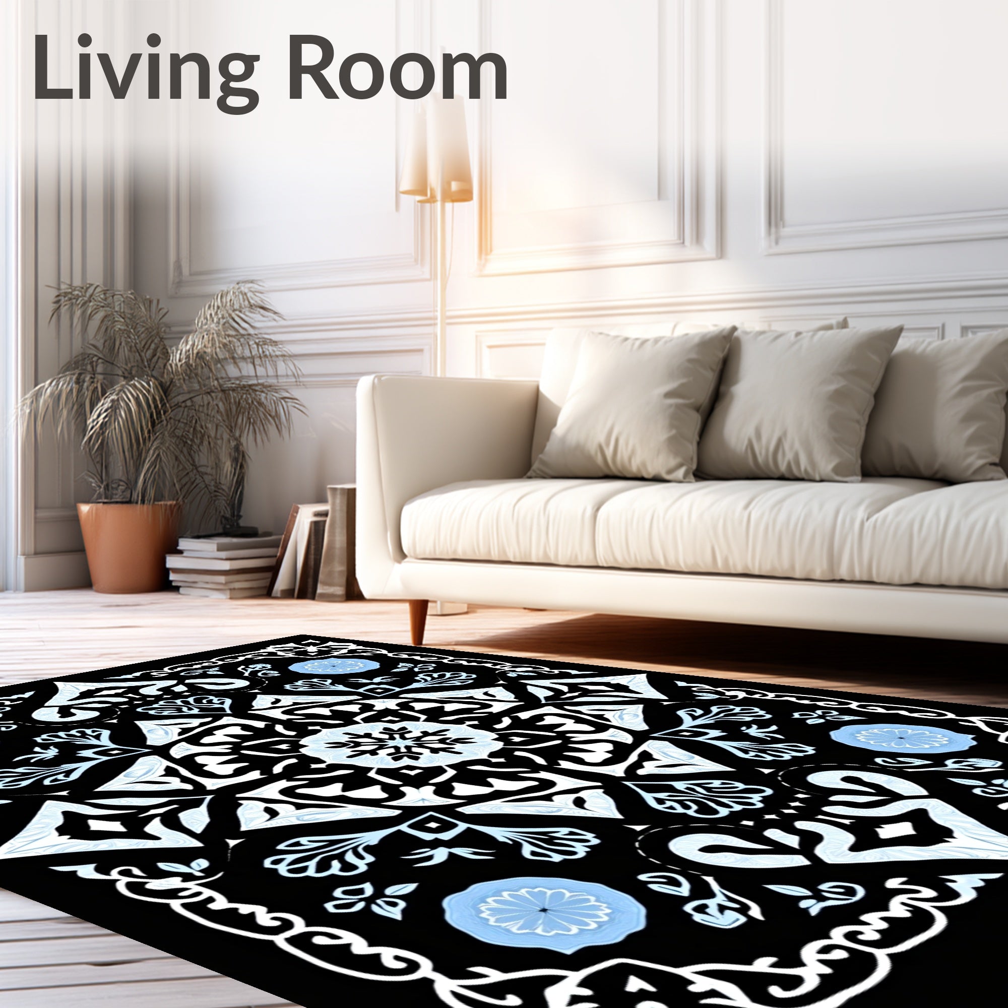 Frosted Ice Snowflake Mandala Rug
